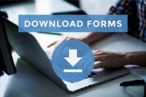 man on computer with download forms text overlaid on image to represent patient form download