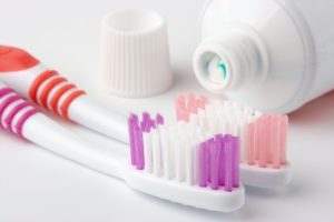 oral hygiene products sitting on a table
