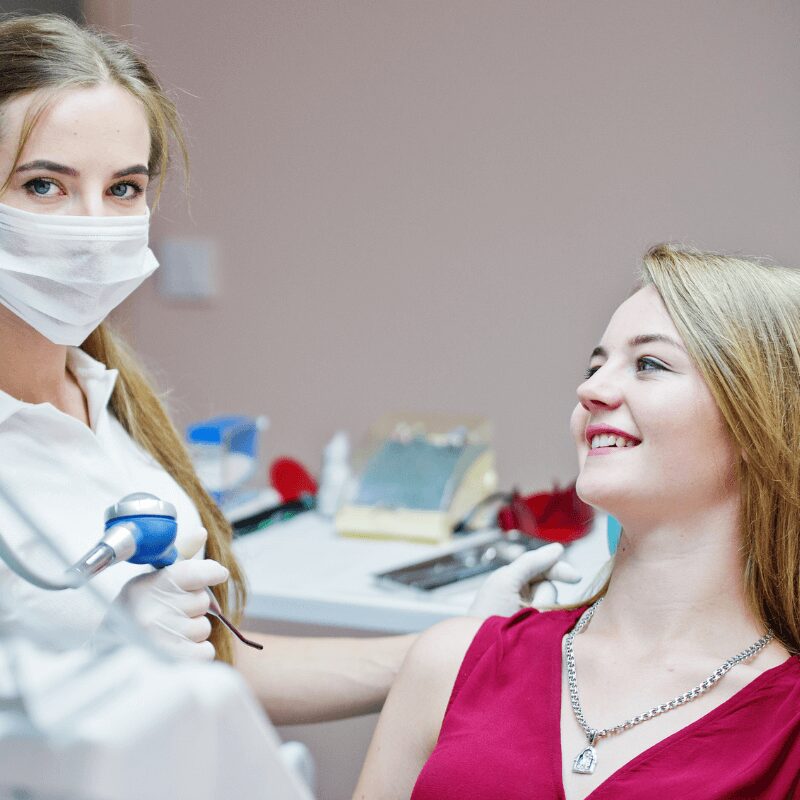 patient availing teeth whitening service in indiana dental clinic